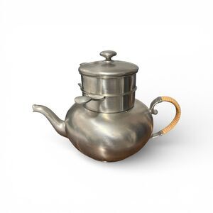 Vintage Puritan Pewter Tea Pot w/Stacked Creamer & Sugar #27730